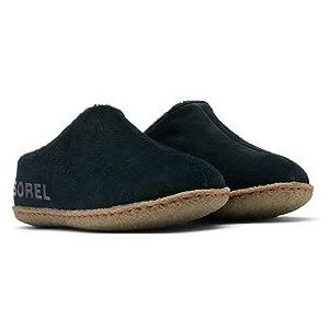 Pantoffels - Zwart - Suède - Synthetisch Wol - Rubber Zool