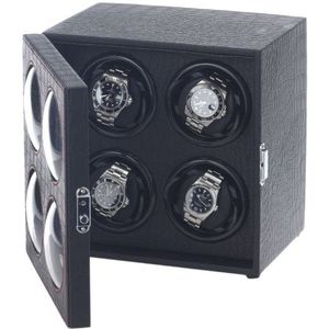 Raoul U bruin horlogeopwinder Bullseye"" voor 4 horloges zwart/zwart incl. LED-verlichting Watchwinder, zwart, Klassiek-elegant met moderne functionaliteit