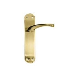Micel - 07078 deurkrukset met brede stalen plaat en aluminium handgreep, gesatineerd messing, goudkleurig, 280 x 145 x 70 mm