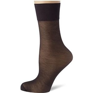 Nur Die Sokjes extra lang 20 denier transparant nylon fijne sokken zijdeachtig mat brede comfortabele band dames, zwart, 38 EU
