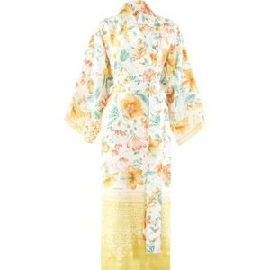 Bassetti Casablanca kimono gemaakt van 100% katoensatijn in de kleur GEEL Y1, maat: S-M - 9332199