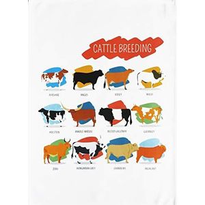 Half a Donkey Breeds of Cattle - Large Cotton Tea Towel