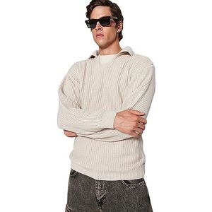 Trendyol Heren rechte lange mouwen regular sweater, ecru, XS