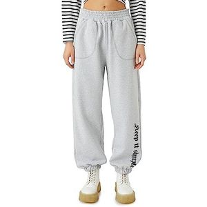 Koton Dames slogan gedrukt zak detail elastische taille jogger joggingbroek, grijs melange (GRM), S, Grijs Melange (grm), S