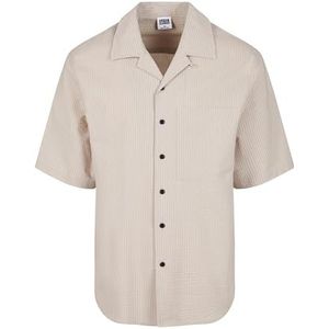 Urban Classics Herenhemd, relaxed seersucker shirt met korte mouwen, casual overhemd met korte mouwen, verkrijgbaar in verschillende kleuren, maten S-5XL, cloud, 5XL