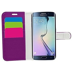 SAMRICK Executive lederen boek portefeuille met creditcard/zakelijke kaart houder voor Samsung Galaxy S6 Edge paars