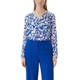 Comma Blousetop met All Over Print Blauw/Wit