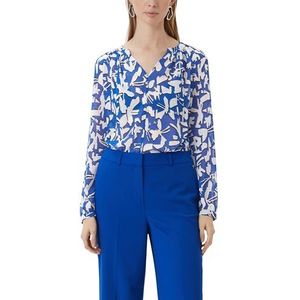 Comma Blousetop met All Over Print Blauw/Wit