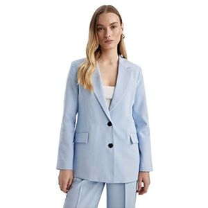 DeFacto Damesblazer voor vrijetijdskleding, blazer voor dames, blauw, 40