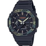 Casio GA-2100SU-1AER Digitaal kwartshorloge voor heren, met armband van hars, zwart/camouflage., Riemen.