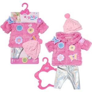 BABY born Roze Jassenset 833834 - Roze donzige jas met bijpassende legging en muts voor 43cm poppen - Pop niet inbegrepen - Geschikt voor kinderen vanaf 3+ jaar - 43cm