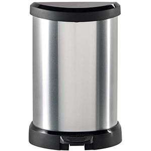 Curver Decobin Metal Afvalcontainer Deco 20L in zwart/zilver metallic, plastic, 30,3 x 26,8 x 44,8 cm
