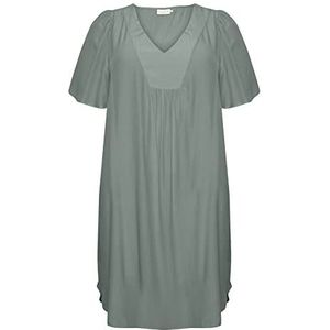 Kaffe Curve Dames Plus Size Dress Tuniek V-hals Korte Mouwen Losse Casual, Balsam Green, 52