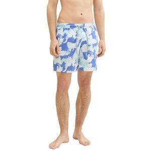 TOM TAILOR Denim Zwemshorts voor heren, 35497 - White Multi Shapes Print, XS