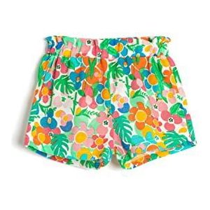 Koton Babygirls Flower Bedrukte Elastische Tailleband Shorts, Wit design (0d0), 9-12 Maanden