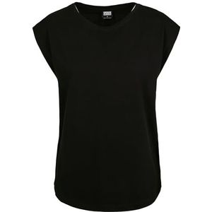 Urban Classics Dames T-shirt Dames Basic Shaped Tee, Basic T-shirt voor vrouwen met ingekorte mouwen in 6 kleuren, maten XS - 5XL, zwart, M