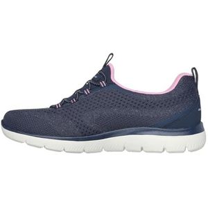 Skechers Dames Summits nieuwe natuur, marine gebreid/roze en maagdenpalm trim, 6 UK, Marineblauw Gebreide Roze Maagdenpalm Trim, 39 EU