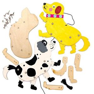 Baker Ross AT817 Hond Poppen van Hout (4 stuks) Knutselspullen en Knutselsets voor Kinderen