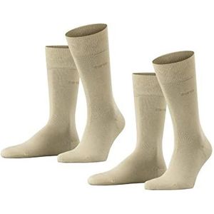 ESPRIT Heren Sokken Basic Easy 2-Pack M SO Katoen eenkleurig Multipack 2 Paar, Beige (Cream 4011), 43-46