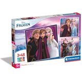 Clementoni - 25306 - Supercolor Puzzel - Disney Frozen - 3x48 Stukjes, Kinderpuzzels, 5-7 Jaar, Gemaakt in Italië