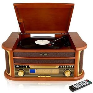 Denver Retro Platenspeler - Ingebouwde Speakers en Versterker - Radio CD Speler - MCR50 -Hout