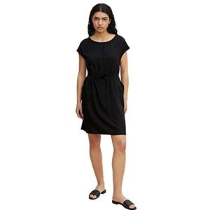 TOM TAILOR Denim Dames Basic jurk met trekkoord 1032242, 14482 - Deep Black, S