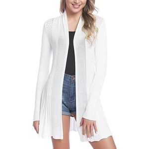 Sykooria Dames Knit Cardigan Dames Vest Lang Vest Gebreide Trui Uitloper Lange Mouw Herfst Casual Open Jumper