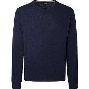 Hackett London Heren Merino Cash Mix V NCK Pullover Sweater, navy, M