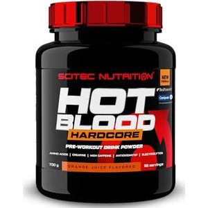 Scitec Nutrition Hot Blood Hardcore, Pre-workout drankpoeder met aminozuren en creatine, 700 g, Sinaasappelsap