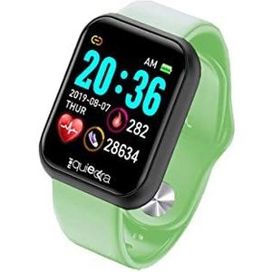 Power Color Smartwatch, fitnesshorloge voor heren en dames, stappenteller, hartslagbewaking, slaap en gezondheid, meldingen, zwarte behuizing met zwarte armband en groene armband