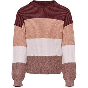 KIDS ONLY Kogsandy L/S Stripe Pullover KNT Noos Gebreide trui voor meisjes, Gestreepte Apple/Stripes: leer bruin/lavendelfog/Rose Bruin, 110/116 cm