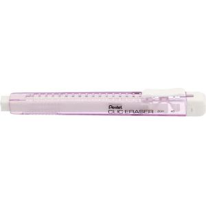 Pentel Clic Eraser ZE81 Rechthoekige navulbare gum, paars, transparant, 12 stuks