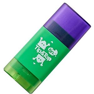 Tinc Combo Eraser & Puntenslijper | Dual 2-in-1 Rubber Gum & Puntenslijper voor Schoolbenodigdheden - Groen & Paars