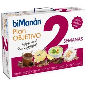 biManán - Doelplan voor 2 weken, vervanging voor controle en gewichtsverlies, inclusief smoothies, pudding, crèmes, repen en een shaker met vitaminen en mineralen