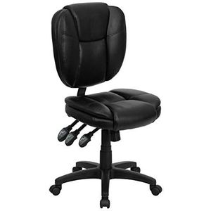 Flash Furniture multifunctionele stoel met middelhoge rugleuning, ergonomisch, stof Zonder armen Mid-Back zwart leder