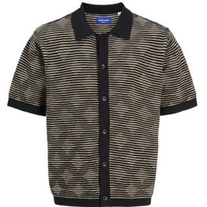 Jorparos Jacquard Knit Ss Polo, zwart, M