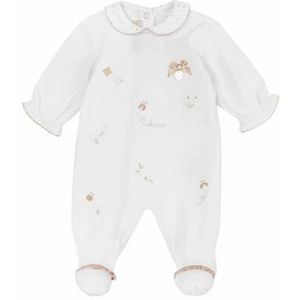 Chicco Romper met rugopening van katoen met lange mouwen, Wit, 0 Maanden