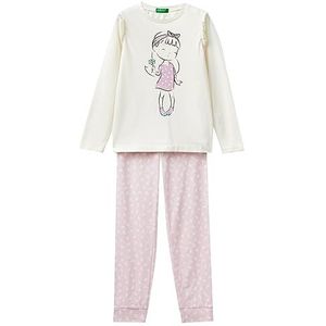 United Colors of Benetton pyjama set voor meisjes en meisjes, Bianco Panna 0r2, XS