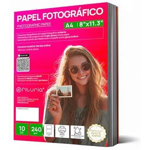 OFITURIA Fotopapier, A4, glanzend, hoge resolutie, direct drogend, 240 g/m², compatibel met inkjetprinters, 10 vellen