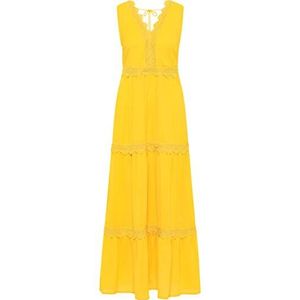 EYOTA Maxi-jurk met spaghettibandjes voor dames, geel, L