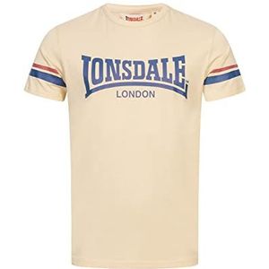 Lonsdale Heren T-shirt normale pasvorm CREICH, zand/marineblauw/rood, XXL, 117363