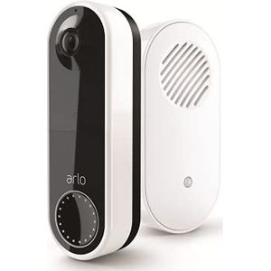 Arlo Essential AVDK2001 Draadloze videodeurbel met 1080p HD-camera en bidirectionele audio, bewegingsdetectie, waarschuwingen, geïntegreerde sirene, nachtzicht, wit, 2 stuks