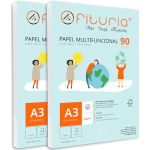A3-papier, 90 g, met 500 witte vellen, multifunctioneel papier voor school en werkomgeving. Ideaal voor laserprinters, inkjetprinters of kopieerapparaten. Ofituria