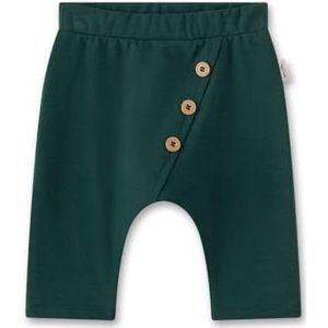 Sanetta Babybroek groen | Praktische en comfortabele uniseks joggingbroek van biologisch katoen. Broek met elastische tailleband en decoratieve schuine knoopsluiting | babykleding, groen, 62 cm