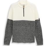 TOM TAILOR DENIM - Trui - Zwart gemêleerd / Wit - Raglanmouwen - Schipperskraag