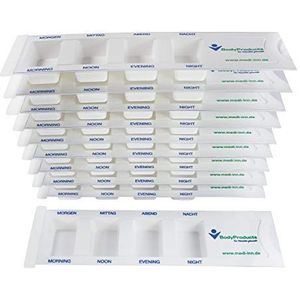 Medi-INN, 10 stuks medicijndispenser voor tabletten, pillenbox met 4 vakken Norm wit