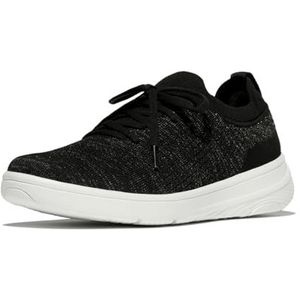 Fitflop Dames Super-Q Knit Slip-ON Laced Sneakers, Zwart/Silvereen, 6 UK, Zwart Silvereen, 39 EU