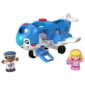 Fisher-Price HJN37 Little People vliegtuig, meertalige versie, muziekspeelgoedvliegtuig met figuren voor peuters en kleuters vanaf 1 jaar, blauw