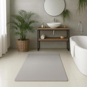 Badmat, grijs, 40 x 60 cm, effen, badmat, antislip, wasbaar, zacht, absorberend, sneldrogend, hoogpolig, soft touch voor de badkamer
