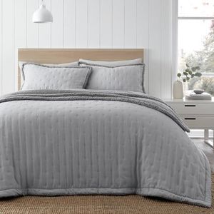 Catherine Lansfield - Couvre-lit en Velours froissé, Polyester, Naturel Catherine Lansfield - Couvre-lit en Velours froissé, Polyester, Naturel